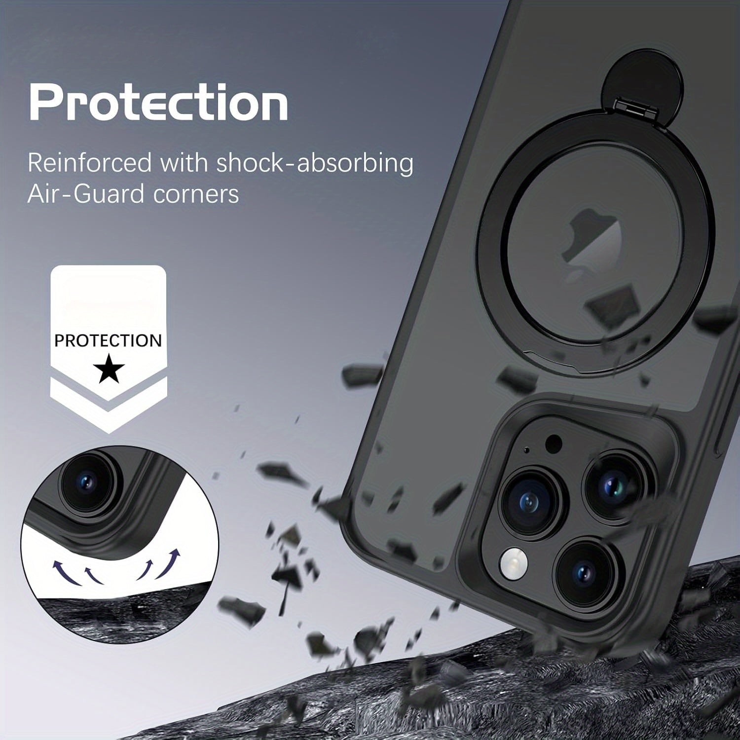 3in 1 for iPhone 16 Pro Max Case with 2X Screen Protector, Magnetic Case for iPhone 16 Pro Max with 360° Rotatable Stand [Compatible with magnetic], Translucent Matte Protection Shockproof Protective Cover for iPhone 16 Pro