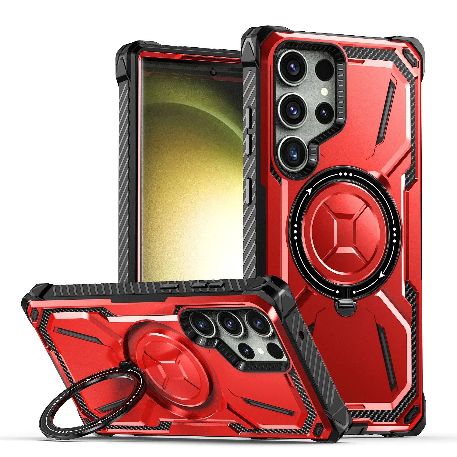 For Samsung Galaxy S25 S24 S23 S22 S21 Ultra Plus Case Metal Kickstand Magnetic Case with MagSafe, Heavy Duty Bumper Shockproof
