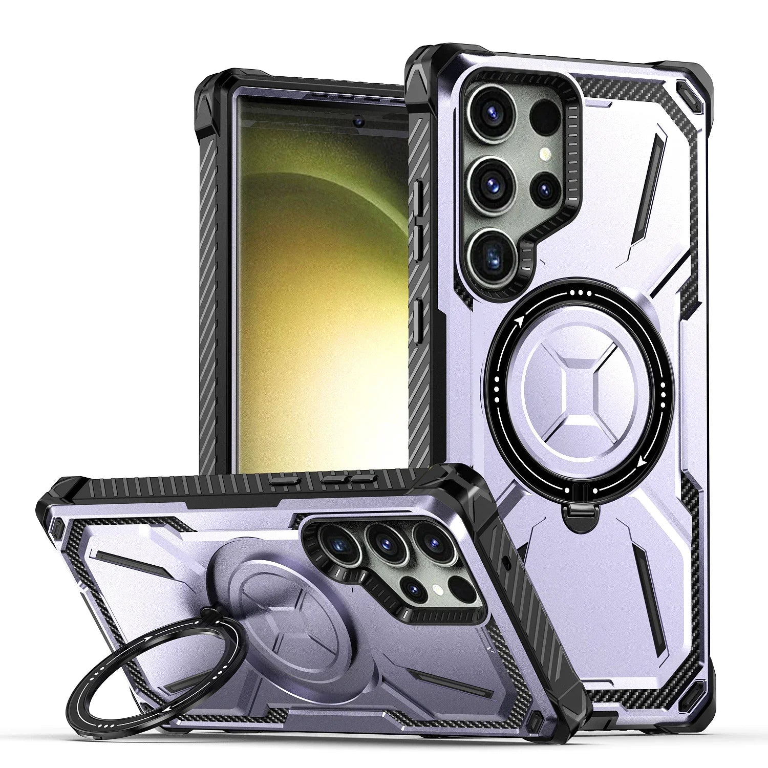 For Samsung Galaxy S25 S24 S23 S22 S21 Ultra Plus Case Metal Kickstand Magnetic Case with MagSafe, Heavy Duty Bumper Shockproof